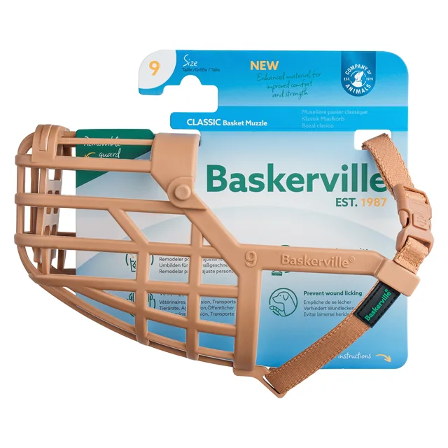 Baskervillský klasický náhubek, béžový - Velikost 9