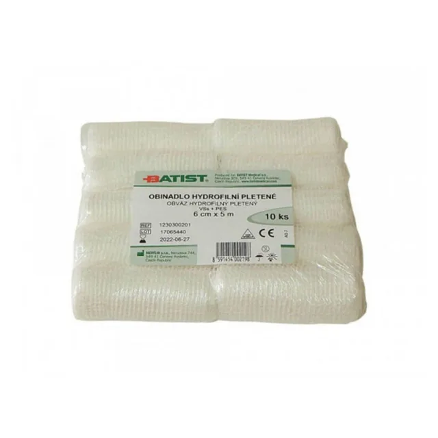BATIST Obinadlo hydrofilní pletené 6cm x 5m 10 kusů