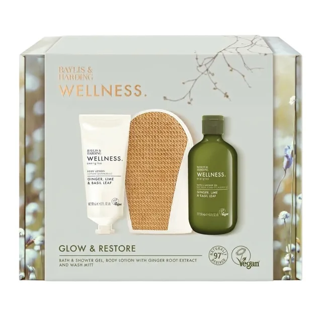 Baylis & Harding Dárková sada péče o tělo s rukavicí Ginger, Lime & Basil 3 ks