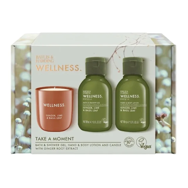 Baylis & Harding Dárková sada péče o tělo se svíčkou Ginger, Lime & Basil 3 ks