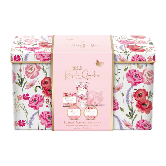 Baylis & Harding Dárková sada péče o tělo v plechové dóze Royale Garden 5 ks