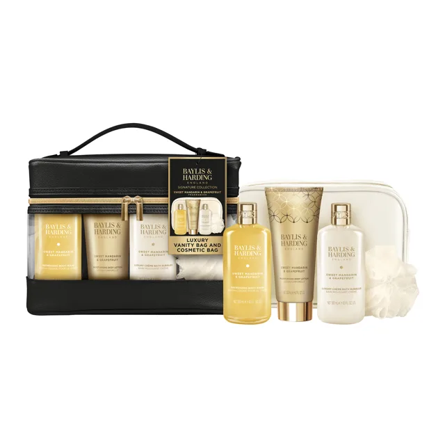 Baylis & Harding Dárková sada péče o tělo v toaletní taštičce Mandarinka & Grapefruit 5 ks