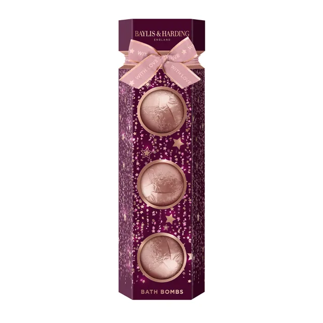 Baylis & Harding Dárková sada šumivých koulí do koupele Wild Cherry & Vanilla 3 ks