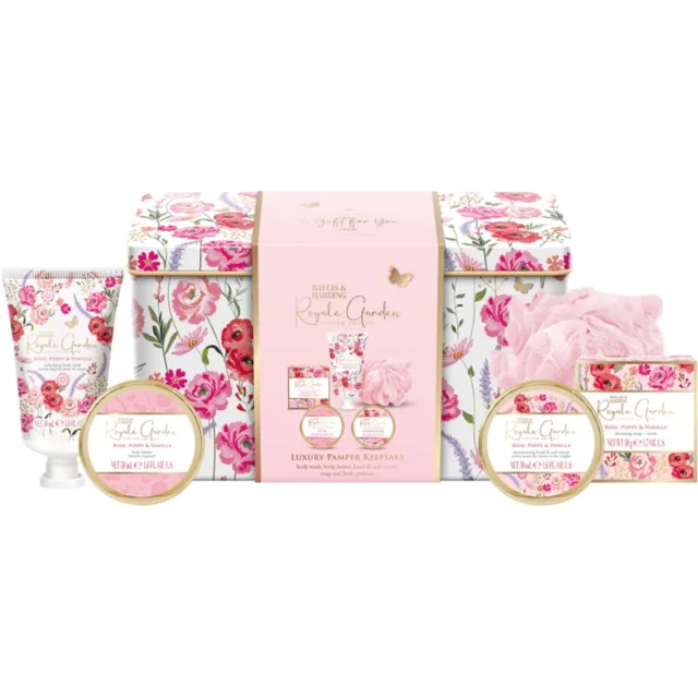 Baylis & Harding Royale Garden Rose, Poppy & Vanilla dárková sada plechový box