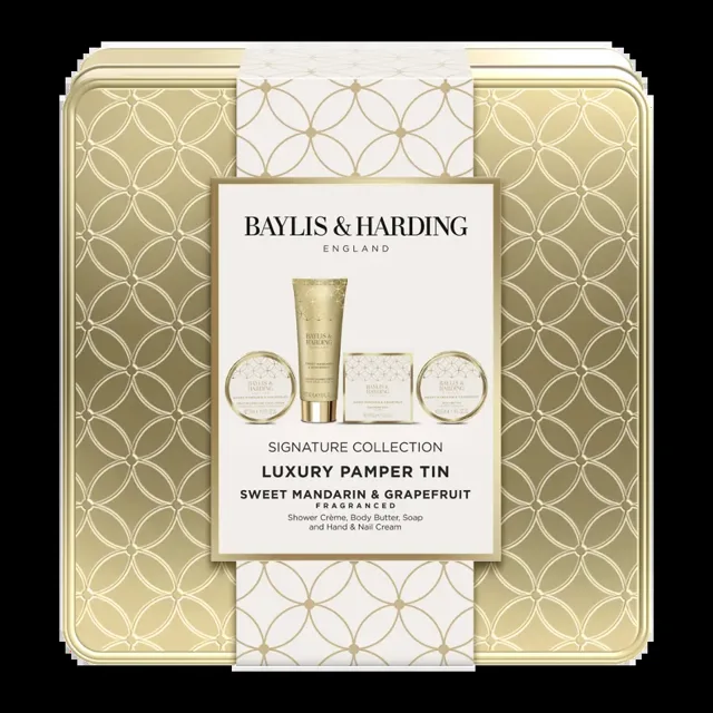 Baylis & Harding Sada péče o tělo v plechové dóze Sweet Mandarin & Grapefruit