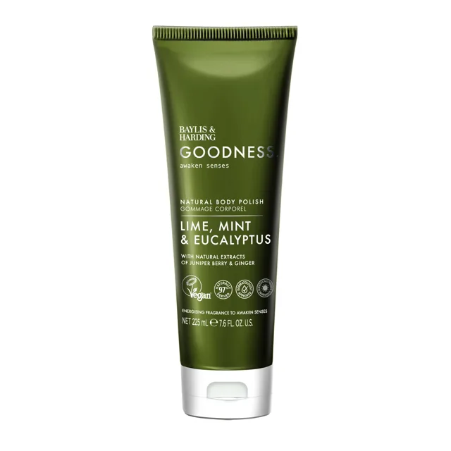Baylis & Harding Tělový peeling Goodness Awaken Limetka, Máta & Eukalyptus 225 ml
