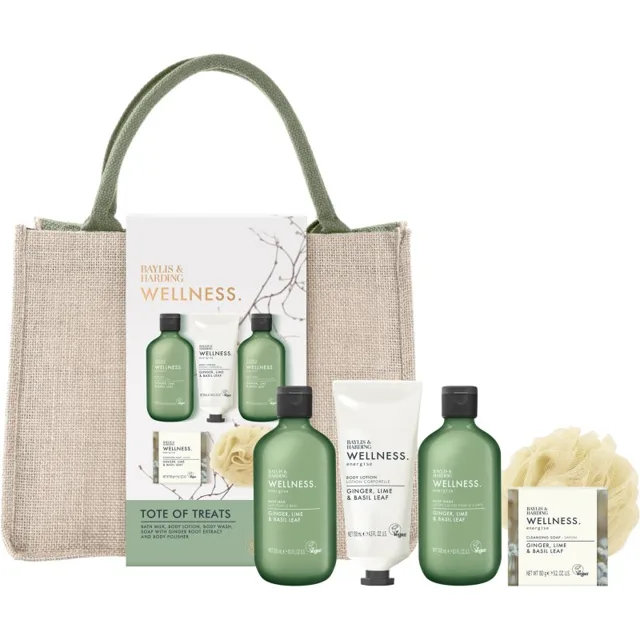 Baylis & Harding Wellness. Energise dárková sada kosmetická taštička Ginger, Lime & Basil Leaf