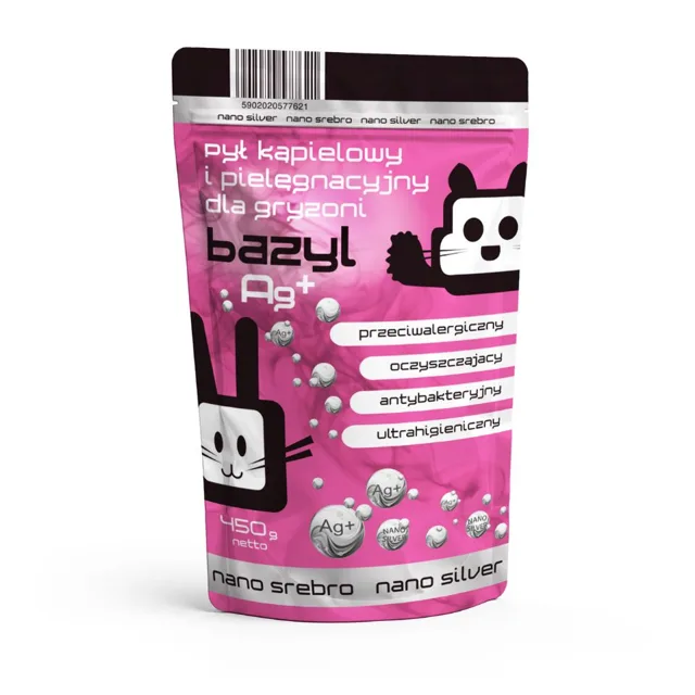 BAZYL Ag+ Bentonitový ošetřovací prach pro hlodavce 450 g
