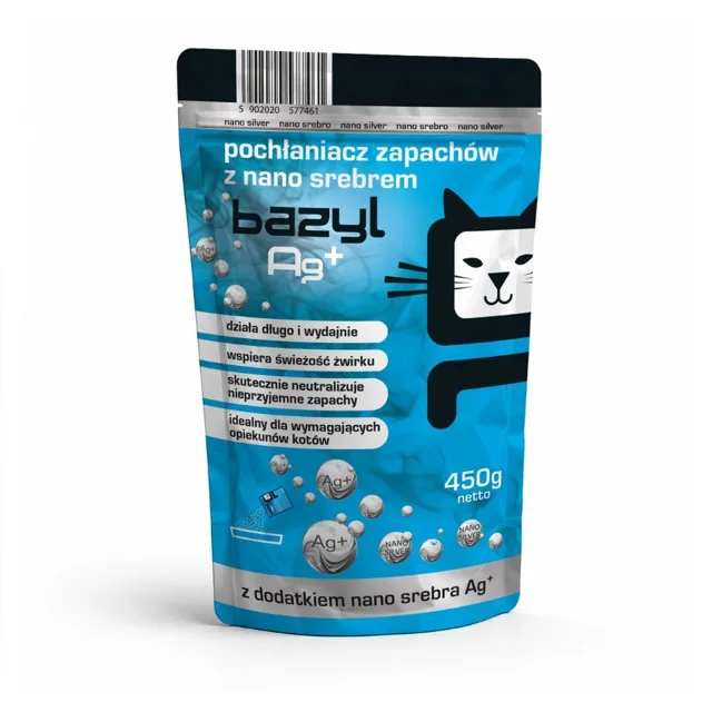 BAZYL Ag+ Bentonitový pohlcovač pachů pro kočky 450 g