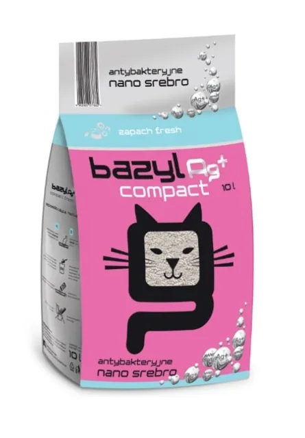 BAZYL Ag+ Compact Fresh 10 L bentonitové stelivo s nano stříbrem se svěží vůní pro kočky