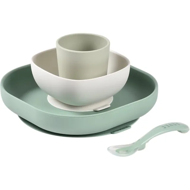 Beaba 4-Piece Silicone Dinner Set jídelní sada Sage Green / Misty Green 4 ks