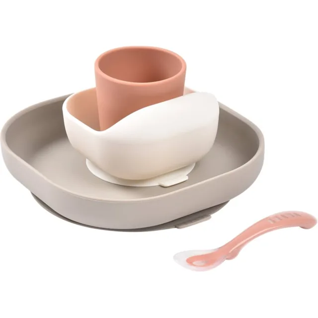 Beaba 4-Piece Silicone Dinner Set jídelní sada Terracotta / Gazelle 4m+