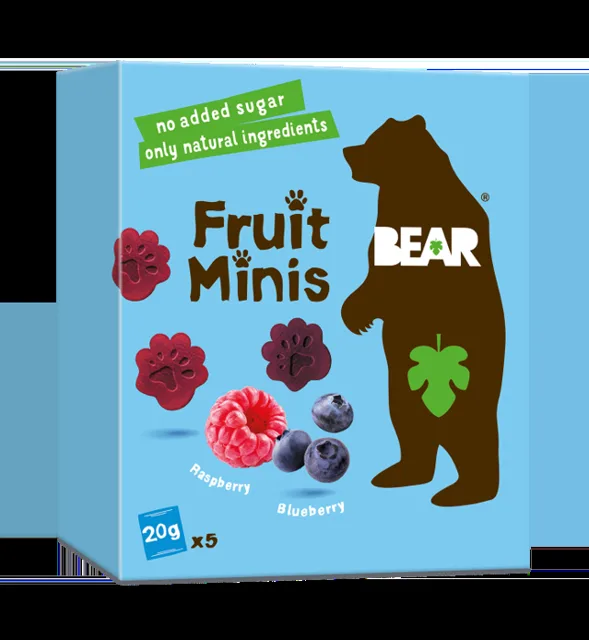 BEAR Fruit Minis malina a borůvka 5x20 g