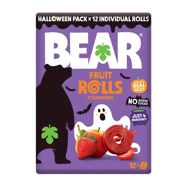 BEAR Fruit Rolls Halloween jahoda ovocné rolované plátky 12x10 g