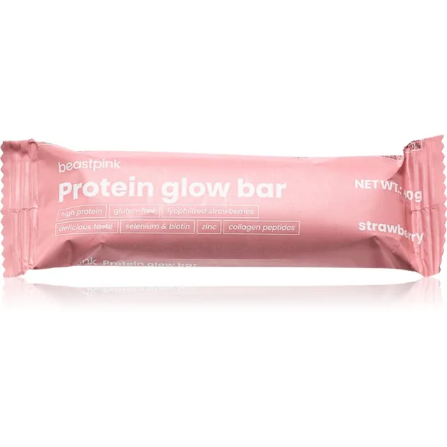 BeastPink Protein Glow Bar proteinová tyčinka s kolagenem příchuť Strawberry 40 g