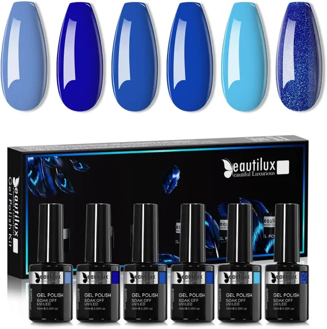 Beautilux Gelový lak na nehty, 6 barev 10 ml UV LED Soak Off Set YT-03