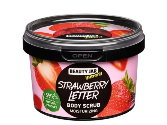 BEAUTY JAR Yummy Strawberry Letter tělový peeling 360 g