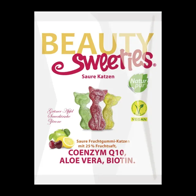 Beauty Sweeties Kočičky kyselé ovocné želé 125 g
