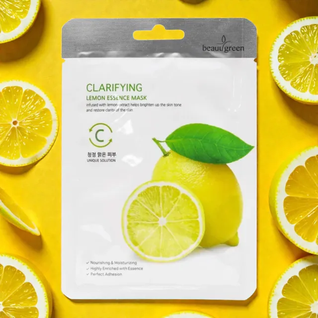 Beauugreen - Premium Lemon Essence Mask - Plátýnková maska s citrusovým extraktem  - 23 ml