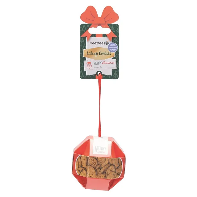 BEEZTEES Xmas ball pamlsky pro kočky catnip kuře tuňák 8,5 x 8 cm