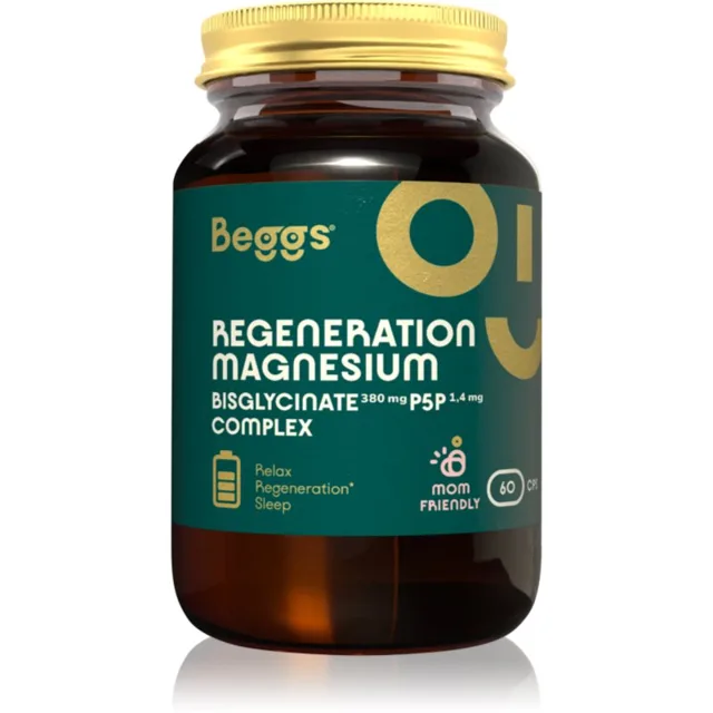 Beggs Regeneration Magnesium Bisglycinate + P5P Complex kapsle pro podporu normální činnosti nervové soustavy, svalů, zubů a snížení míry únavy 60 cps