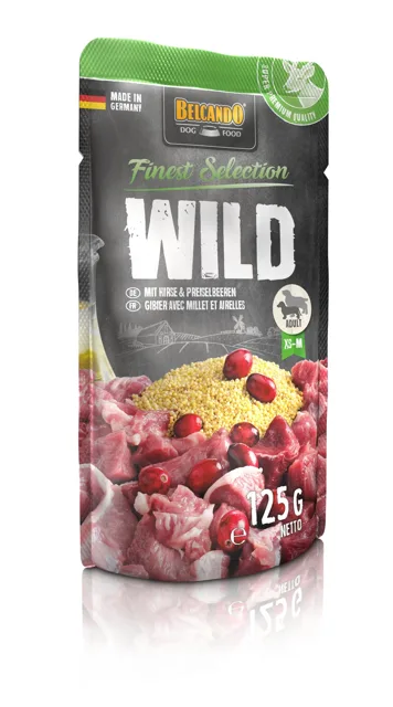 BELCANDO Wild mokré krmivo se zvěřinou, prosem a brusinkami 6x125 g