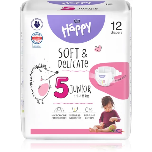 BELLA Baby Happy Soft&Delicate jednorázové pleny s kanálky Junior 11-18 kg 12 ks
