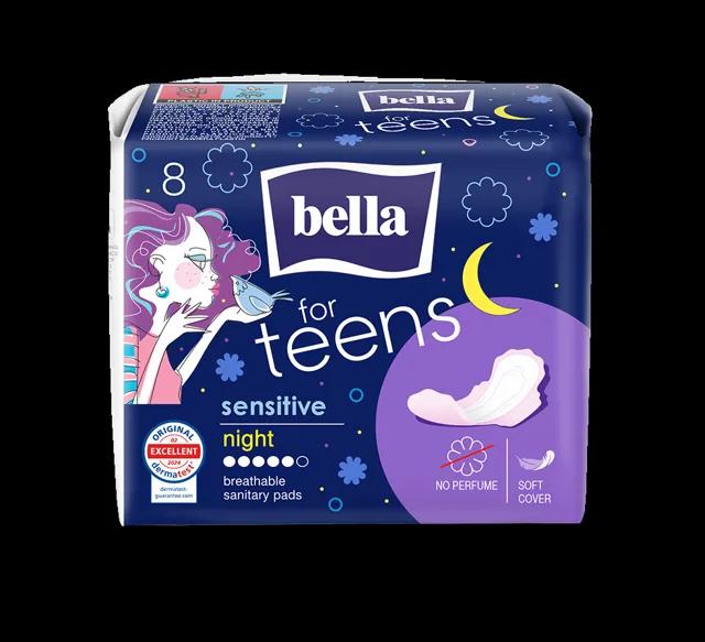Bella For Teens Sensitive Night hygienické vložky 8 ks