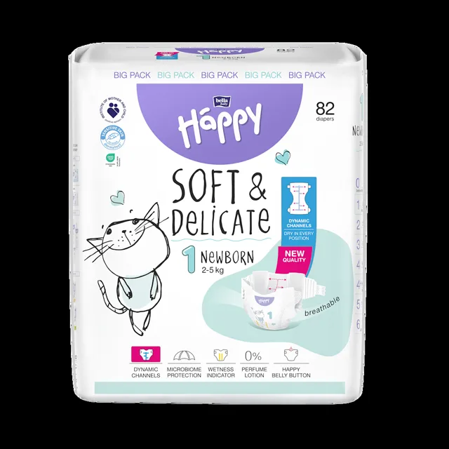 BELLA HAPPY Baby new born 2 - 5 kg 82 kusů