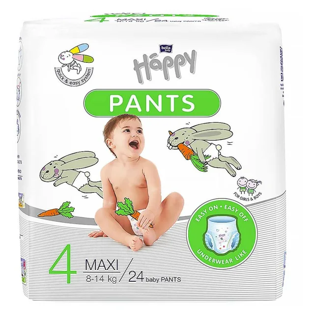 BELLA HAPPY Baby pants maxi plenkové kalhotky 8 - 14 kg 24 kusů