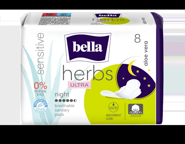 Bella Herbs Aloe Vera Night hygienické vložky 8 ks