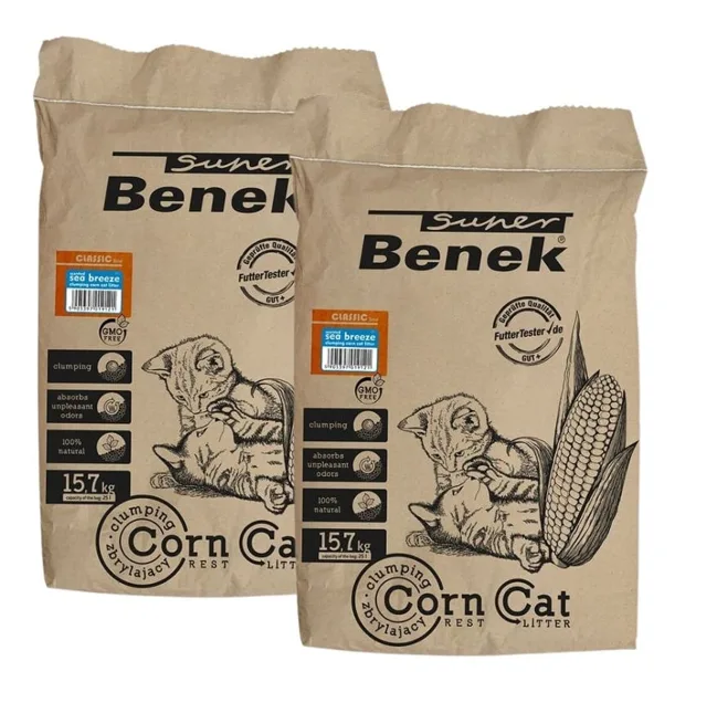 BENEK Corn Cat Kukuřičné stelivo mořský vánek 2 x 25l