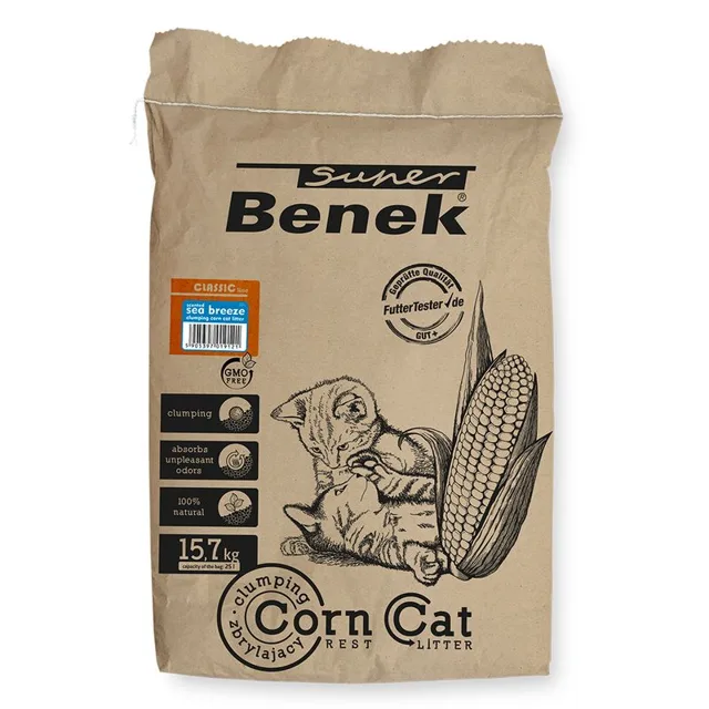 BENEK Corn Cat Kukuřičné stelivo mořský vánek 25l