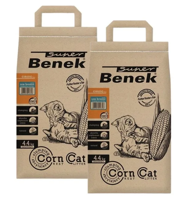 BENEK Super corn cat Kukuřičné stelivo mořský vánek 2 x 7l
