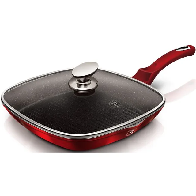 Berlingerhaus Pánev grilovací s poklicí a mramorovým povrchem 28 cm Burgundy Metallic Line
