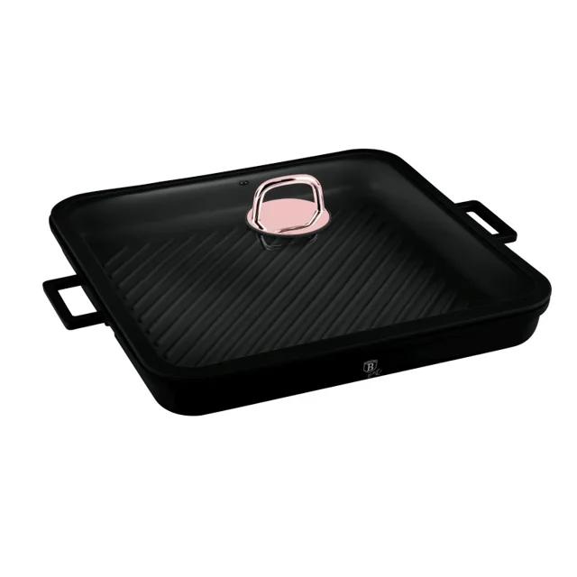Berlingerhaus Pánev grilovací s titanovým povrchem a poklicí 34 cm Black Rose Collection