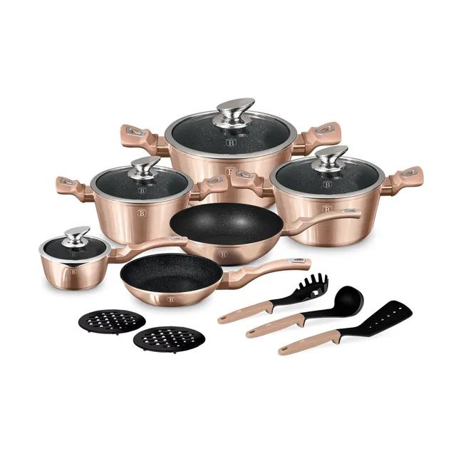 Berlingerhaus Sada nádobí s mramorovým povrchem 15 ks Rosegold Metallic Line