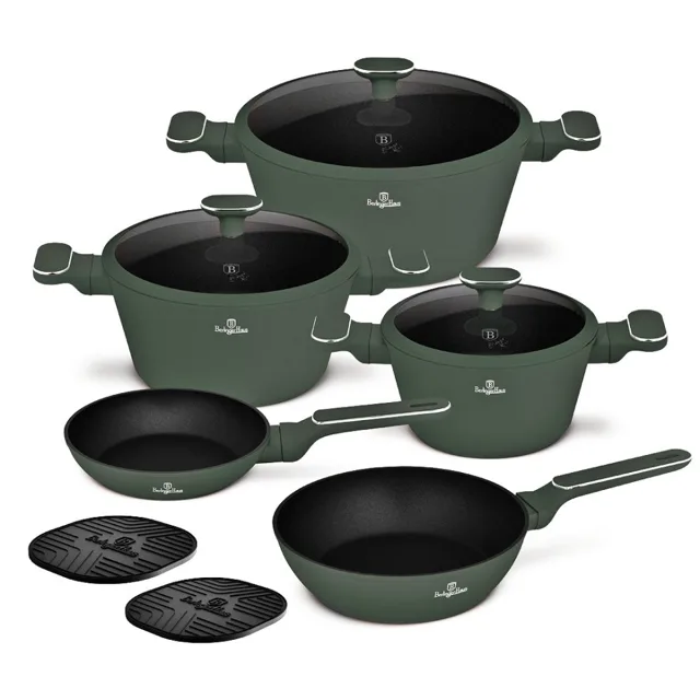 Berlingerhaus Sada nádobí s titanovým povrchem 10 ks Matte green Collection