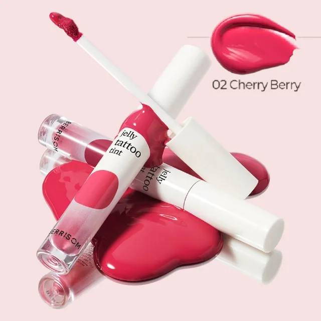 BERRISOM - Jelly Tattoo Tint 02 Cherry Berry - Dlouhotrvající hydratační tint na rty - 6 g