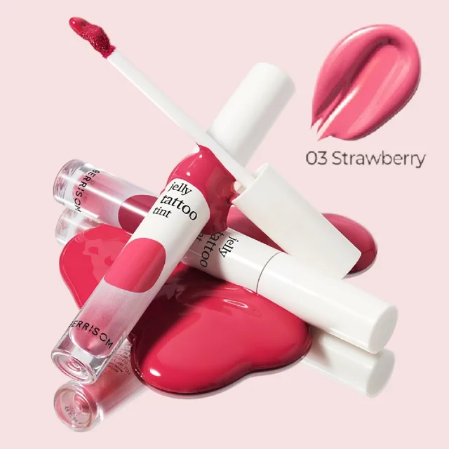 BERRISOM - Jelly Tattoo Tint 03 Strawberry - Dlouhotrvající hydratační tint na rty - 6 g