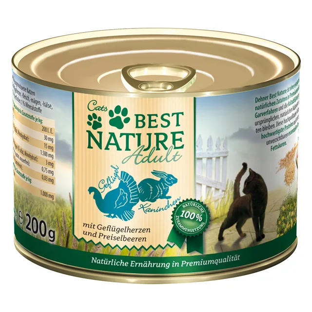 Best Nature Cat Adult 12×200 g – výhodné balení - drůbeží & játra
