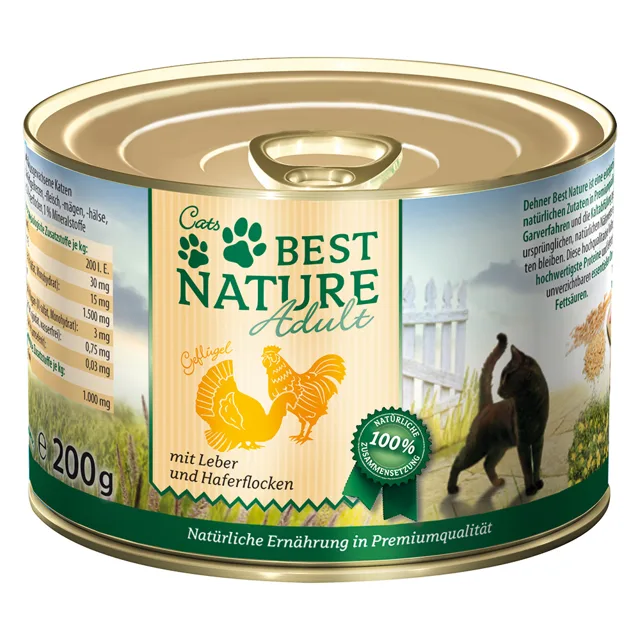 Best Nature Cat Adult 6 × 200 g - losos, kuřecí & rýže