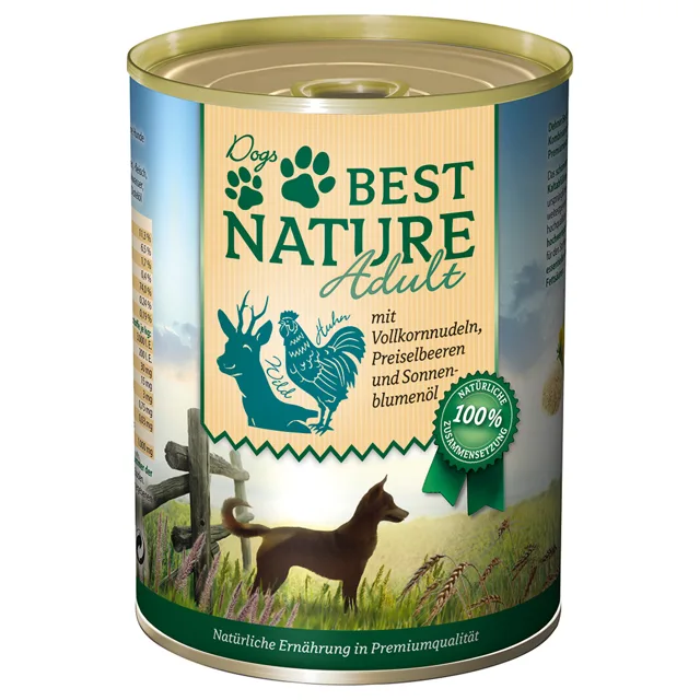 Best Nature Dog Adult 6 × 400 g - hovězí, rýže & světlicový olej