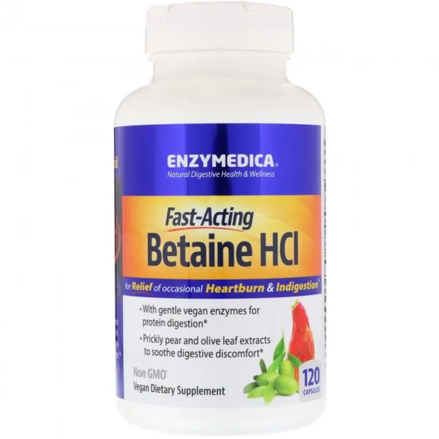 Betaine HCL 650 mg, 120 kapslí
