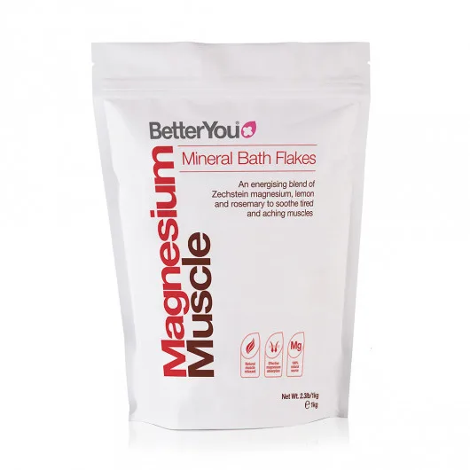 BetterYou Magnéziové (Hořčíkové) vločky do koupele - pro zotavení svalů, 1 kg