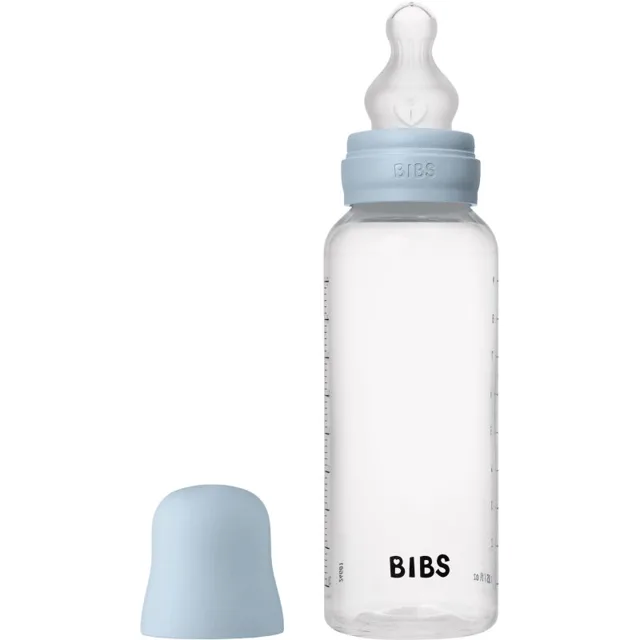 BIBS Anti-Colic Baby Bottle Silicone antikoliková láhev se silikonovým dudlíkem Baby Blue 1 ks