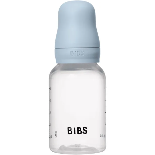 BIBS Anti-Colic Baby Bottle Silicone antikoliková láhev se silikonovým dudlíkem Baby Blue 1 ks