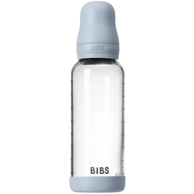 BIBS Baby Glass Bottle Round Latex antikoliková láhev Baby Blue 1 ks