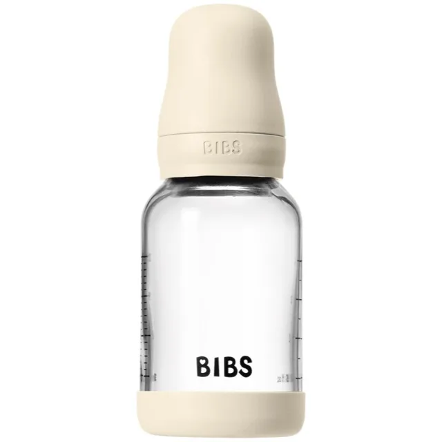 BIBS Baby Glass Bottle Round Latex antikoliková láhev Ivory 1 ks