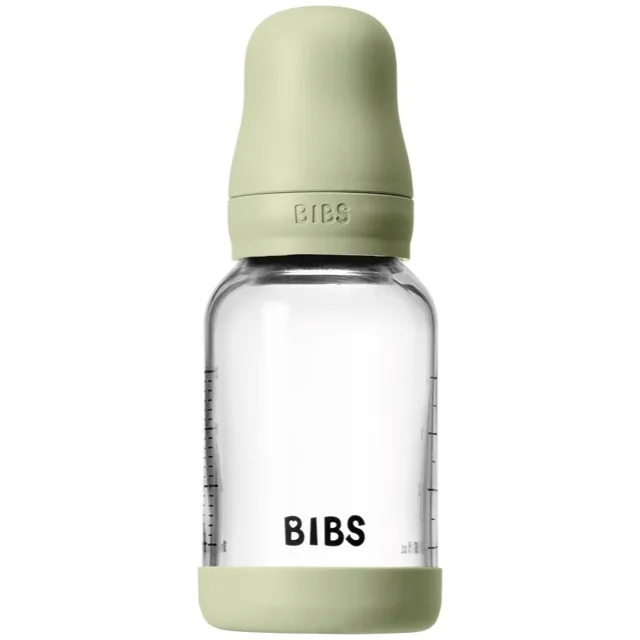 BIBS Baby Glass Bottle Round Latex antikoliková láhev Sage 1 ks